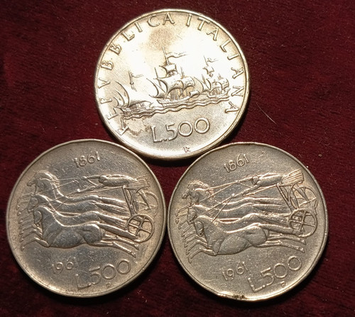 Lotto 500 lire argento - 3x,