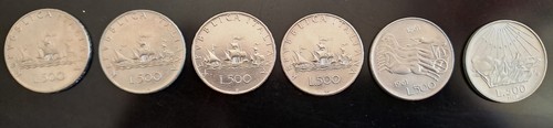 Lotto monete 500 - n.6, lire