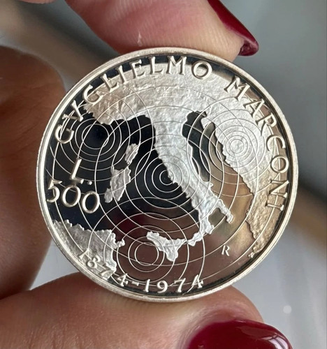 Marconi 500 lire 1974 - 1974, argento