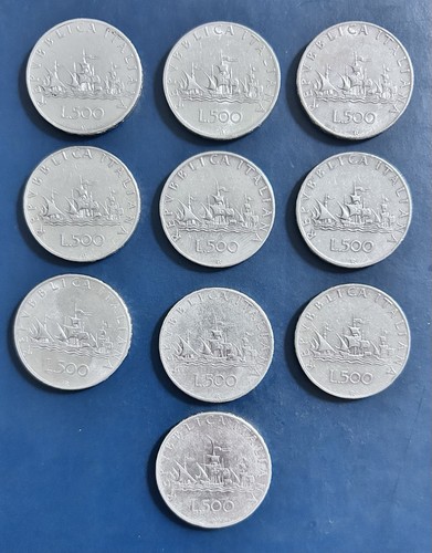 Lotto 10x 500 lire argento - lotto,