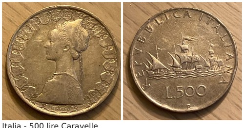 500 lire caravelle argento - argento, 835