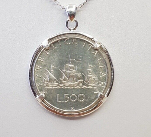 Pendente argento con moneta - in,